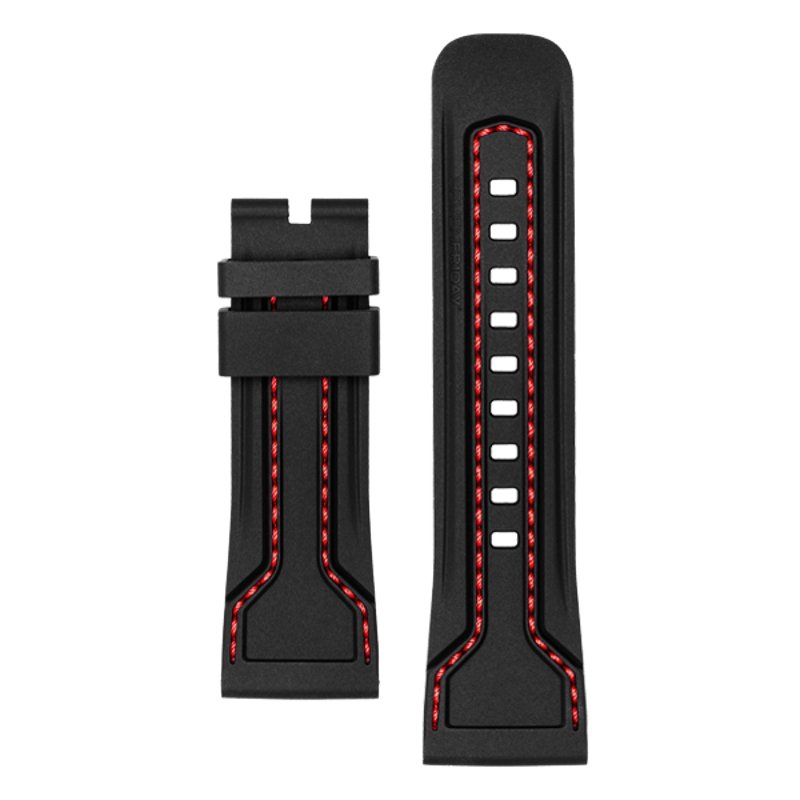 STRAP, Silicone, Black with Red stitching - SEVENFRIDAY Australia SF-STRAP-063