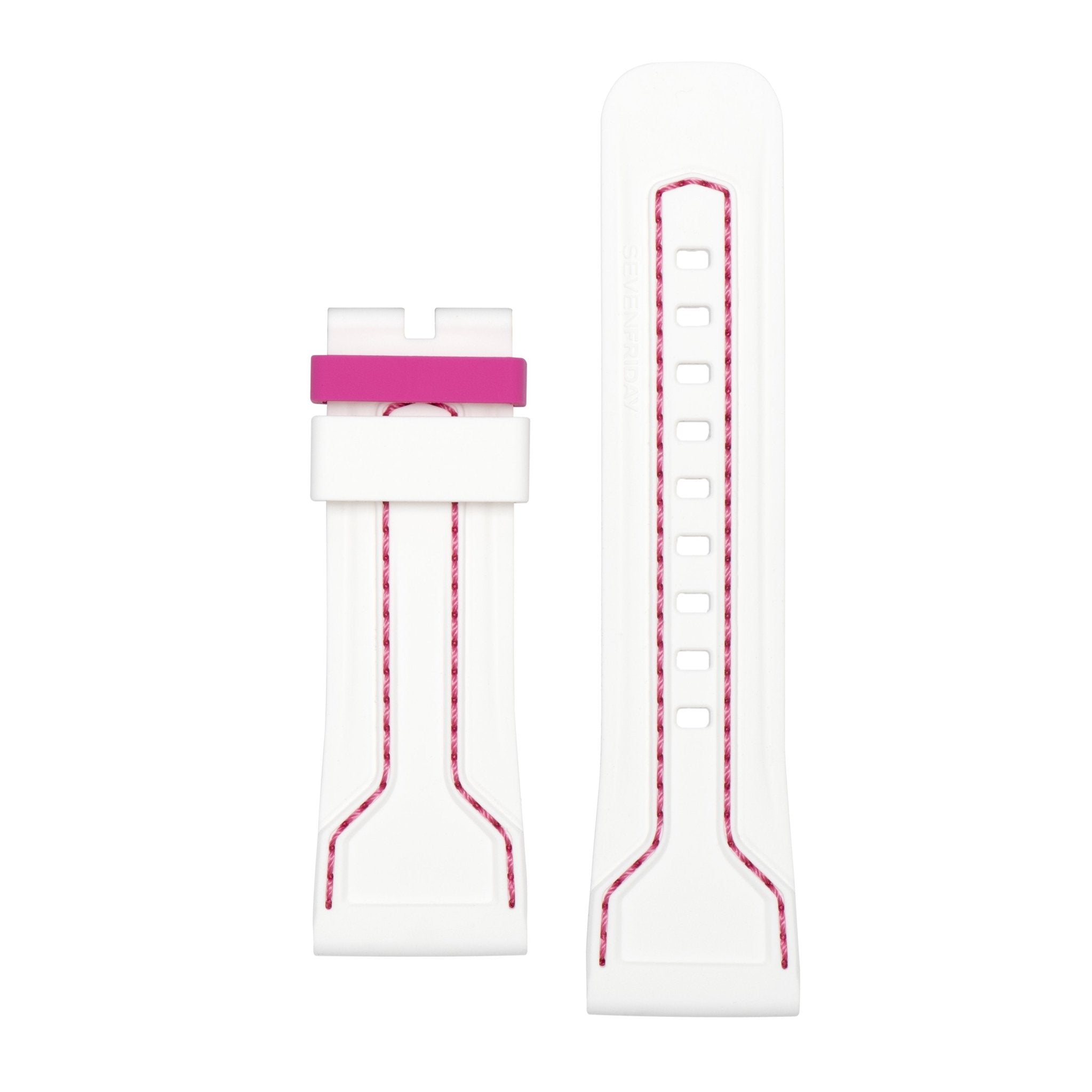 STRAP, Silicone, white, pink stitching (M3/03 Rocketbyz) - SEVENFRIDAY Australia SF-STRAP-097
